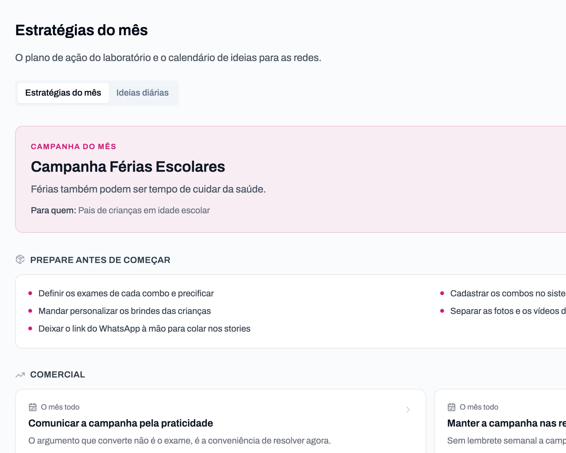 Detalhe de uma ação do plano do mês