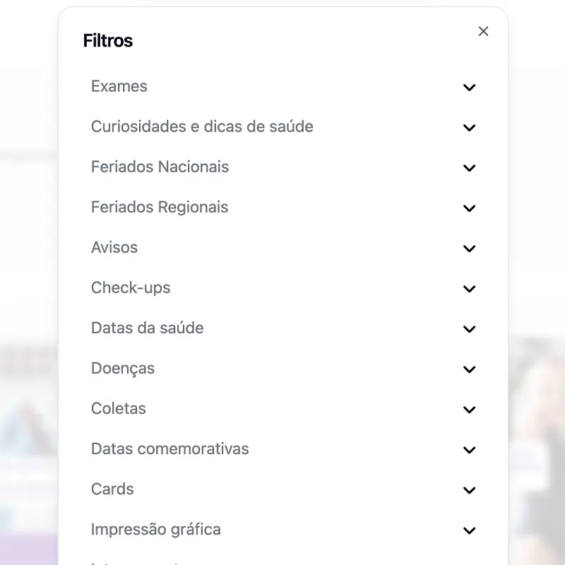 Filtro de imagens e vídeos no acervo da plataforma