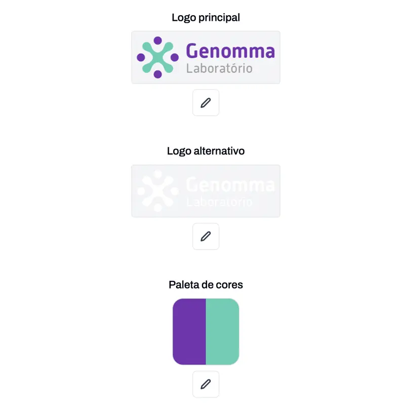 Personalização de logo e cores da marca na plataforma